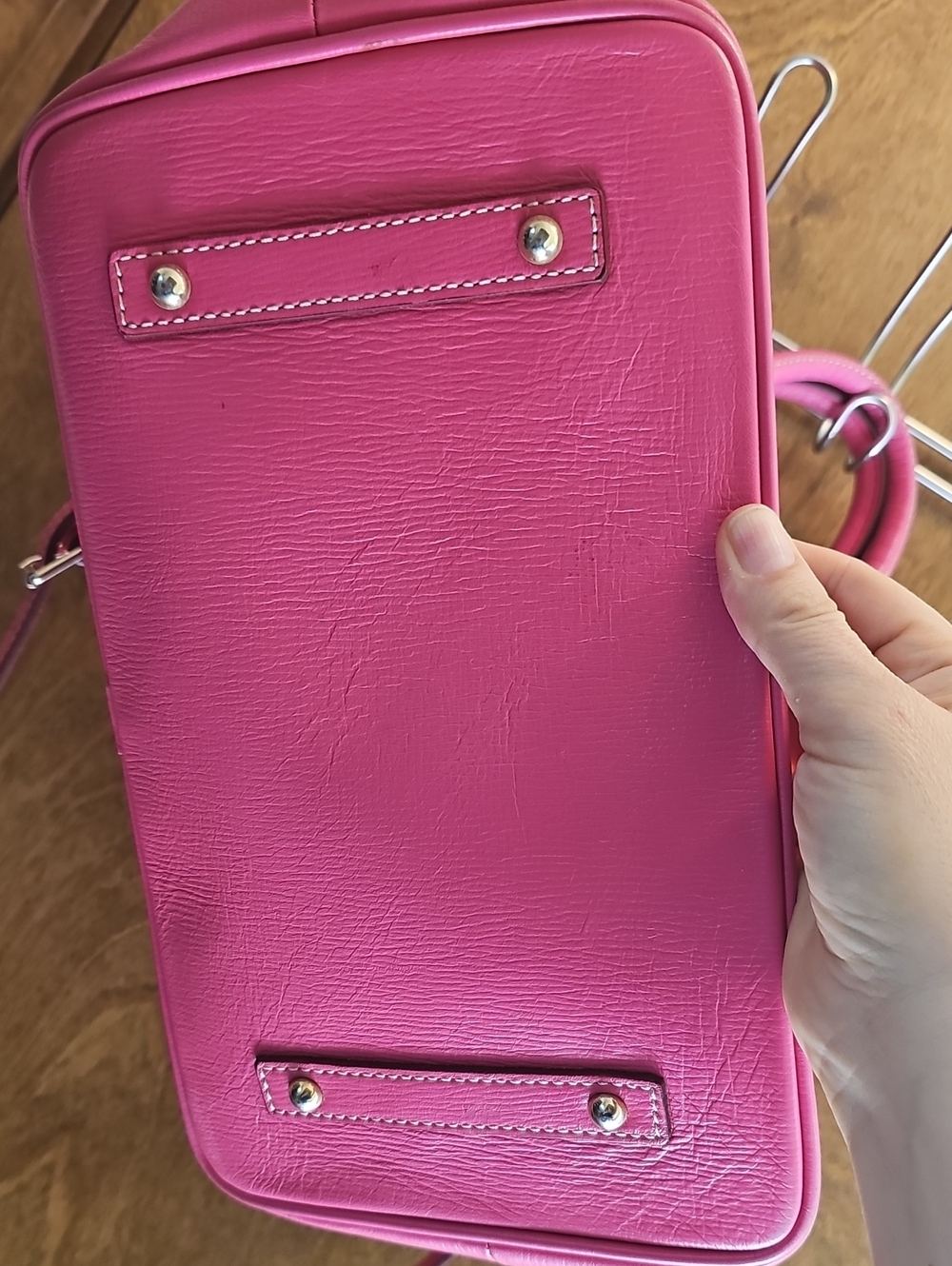 Dooney & Bourke Dark Pink Embossed Dome Satchel with Detachable Strap - Picture 6 of 16